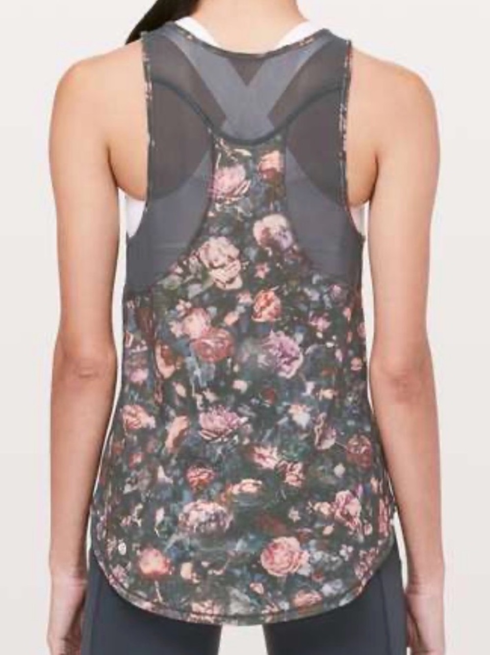 Lululemon Sculpt Tank ll Floral Mesh-Back Tank Top Black/Pink Size 6